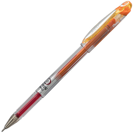 Pentel Arts Slicci Bolígrafo de gel extrafino de 0.25 mm, tinta naranja, caja de 12 (BG202-F1)