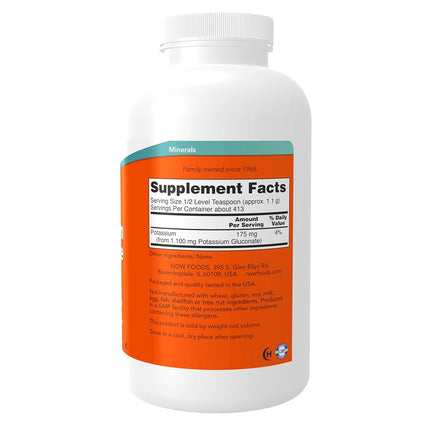 NOW Potassium Gluconate Pure Powder, 1-Pound