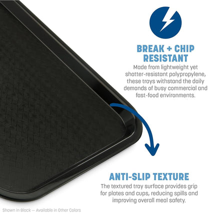 Carlisle FoodService Products Cafe Fast Food Cafeteria Tray with Patterned Surface for Cafeterias, Fast Food, and Dining Room, Plastic, 16.31 x 12.06 x 0.7 Inches, Chocolate, (Pack of 24)