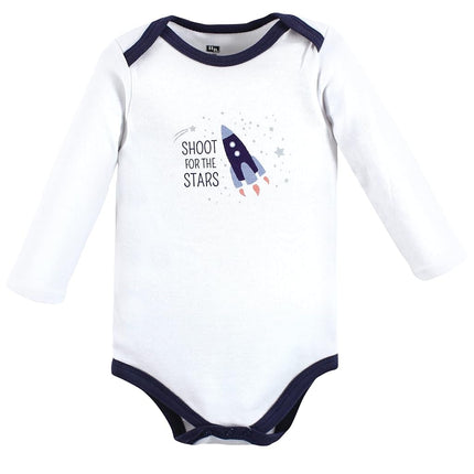 Hudson Baby unisex-baby Cotton Long-sleeve Bodysuits, Space, 3-6 Months