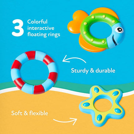Nuby Floating Interactive Octopus Toddler Bath Toy with 3 Rings, 18M+