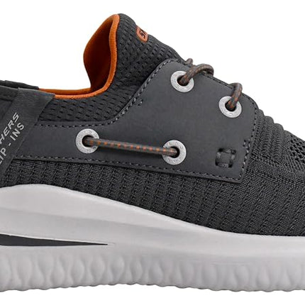 Skechers Homme Streetwear Delson 3.0 - Roth Baskets Basses à Lacets Élastiques, Charcoal/Orange, 9