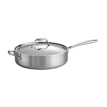 Tramontina 80116/073DS Gourmet Stainless Steel Induction-Ready Tri-Ply Clad Covered Deep Saute Pan, 6-Quart, NSF Certified, Made in Brazil