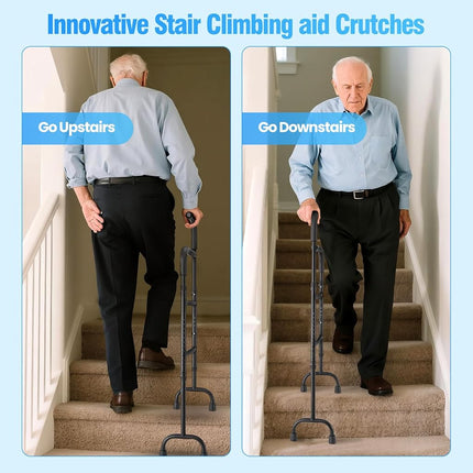 Stair Climbing Assist Cane - 13-Level Adjustable Height,Portable Lightweight,Slip-Resistant&Sturdy -Stair Helper for Up&Down -Mobility Aid for Elderly,Post-Surgery,Sore Hips&Knees -Fits Standard Steps