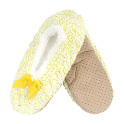 BambooMN Chaussons Doux et Chaleureux pour Adultes, Doux au Toucher, Antidérapants, Doublés, Chaussettes Pelucheuses 09 Jaune Doré, 9-10
