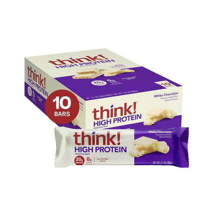 thinkThin High Protein Bars, White Chocolate (2.1 oz Bar, 10 Count)