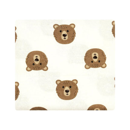 Hudson Baby Unisex Baby Cotton Flannel Receiving Blankets Bundle, Brown Bear, One Size