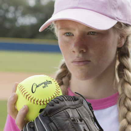 Champion Sports SB12 Optic Yellow Syntex Cover Softballs, 12 po, Paquet de 12
