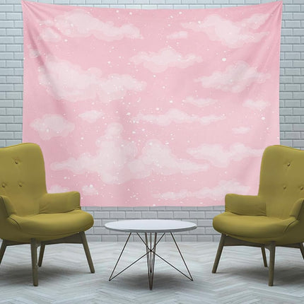 Lshtar Pink Sky Tapestry, Tapisserie décorative Mignon Ciel Rose Nuage Air Fond Belle Beauté Jour Lumineux Tenture Murale 80 L x 60 l, Pour Chambre Mignon Ciel Rose 05