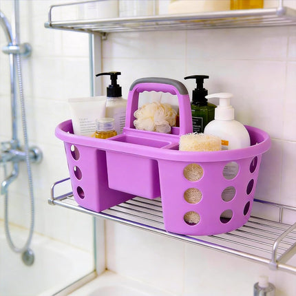 SIMPLYKLEEN Large Shower Caddy Portable 2PC - Made in USA Plastic Jumbo Size Dorm Storage Candy Tote with Handle Shower Organizer for Bathroom, Pantry, Kitchen, College Dorm, Purple