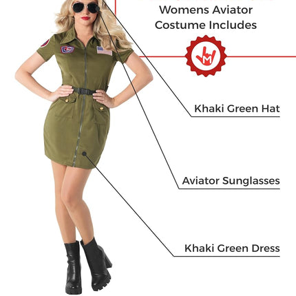 Fun Shack Army Costume Women, Pilot, Halloween Costumes for Women, S
