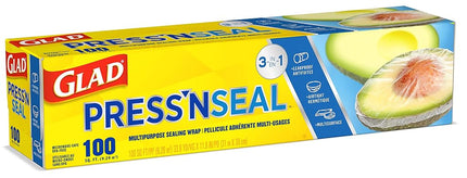 Glad Press'n Seal Plastic Food Wrap - 100 Square Foot Roll - 3 Pack