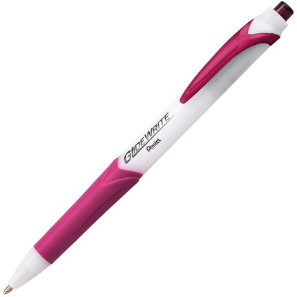 Pentel GlideWrite Ballpoint Pen with TechniFlo Ink, (1.0mm) Medium Line, Burgundy Ink, Box of 12 (BX910-BG)