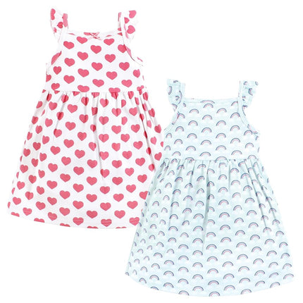 Hudson Baby Baby Girls' Cotton Dresses, Cloudy Rainbow, 18-24 Months