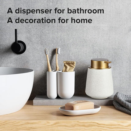 Fullycare Soap Dispenser, Ceramic Foaming Soap Dispenser - 12 oz Bathroom Hand Pump Dispenser Soap Dispenser Bottles Pump for Kitchen Bathroom(Gold Nozzle)