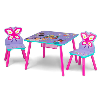 Juego de mesa y sillas infantiles Disney Encanto con almacenamiento (2 sillas incluidas) de Delta Children - Ideal para manualidades, la merienda, la educación en casa, los deberes y más - Certificado Greenguard Gold, morado