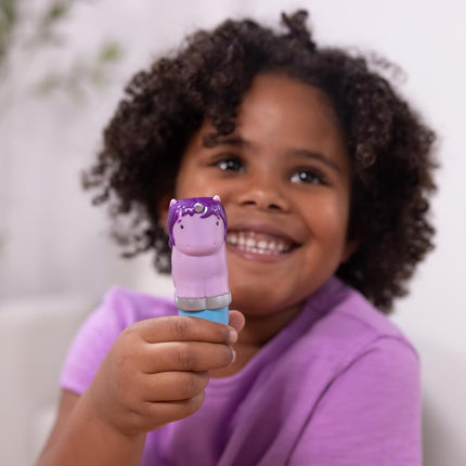 Melissa & Doug WOW 24-Page Activity Pad and Sticker Stamper | Travel Toys for Kids | Glitter Unicorn - Purple - FSC Certified