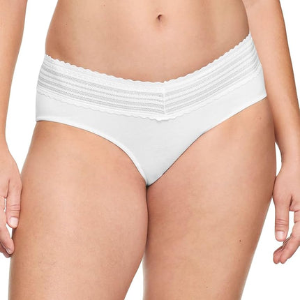 Warner's Women's Blissful Benefits Dig-Free Comfort Waist with Lace Cotton Hipster 6-Pack Ru2266w, Pale Pink/Light Gray Heather/Sunset Blush/Toasted Almond/Bodytone Polka Dot/Toasted Almond, S