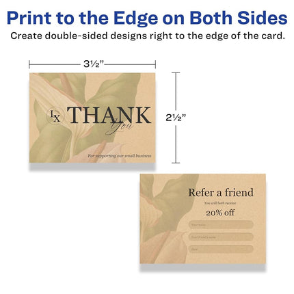 Avery Printable Rectangle Business Cards with Sure Feed Technology, 2.5" x 3.5", Kraft Brown Cardstock, Print-to-the-Edge, Laser/Inkjet Cards, 300 Total