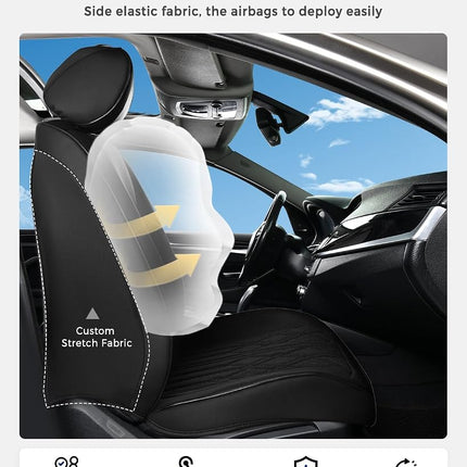 Huidasource Car Seat Covers Full Set, Leather Vehicle Cushion Covers, Universal Fit Most Car Sedan SUV Pickup Truck, Fit for Acura Honda City Nissan Altima Mazda Hyundai Audi (Full Set/Black&Blue)