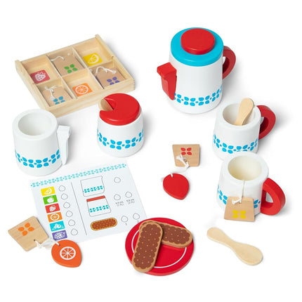 Melissa & Doug Steep & Serve Wooden Toy Tea Set | Pretend Play | Play Food | Wooden Toy | 3+ | Gift for Boy or Girl