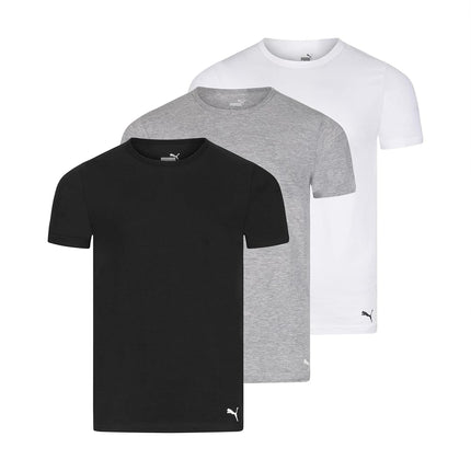PUMA Men's 3 Pack Crew Neck T-Shirts Undershirt, White/Gray/Black, M