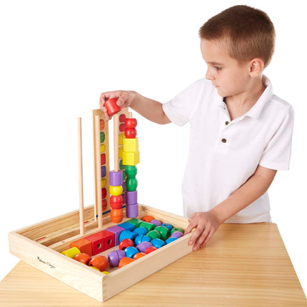 Melissa & Doug Bead Sequencing Set with 46 Wooden Beads and 5 Double-Sided Pattern Boards