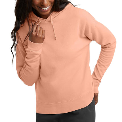 Sudadera con capucha teñida Hanes Originals para mujer, polar, color naranja cantalupo, talla XXG