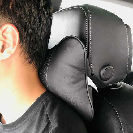 DS. DISTINCTIVE STYLE Car Neck Pillow 2 Pieces PU Leather Travel Pillow for Head Rest Neck Support for Car Seat - Black (Black)