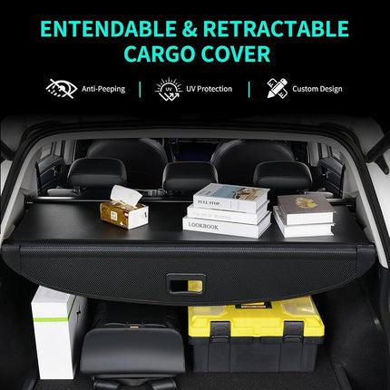 Cargo Cover for Hyundai Tucson Accessories 2025 2024 2023 2022, Retractable Rear Car Trunk Cover Organizer, Anti-Peeping Luggage Security Shileding Privacy Screen for Tucson Accessories, Carbon Fiber