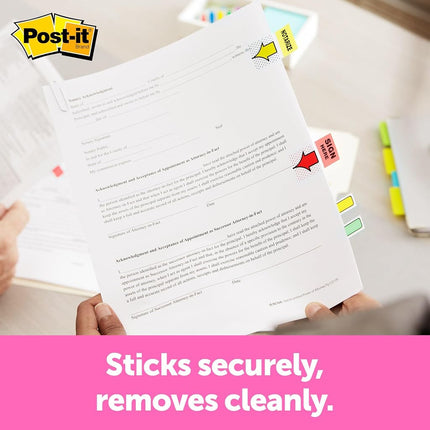 Post-it Index 680-SHVR200 25mm x 43.2mm Sign Here Flags Value Pack in Desk Grip Dispenser (200 Sheets)