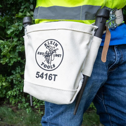 Canvas Bolt Bag, Small Bag for Bolt Storage with Bull Pin Loops, Belt Tunnel Loop Connection, Klein Tools 5416T