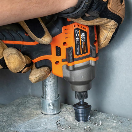 Klein Tools QRST11 Step Drill Bit, Quick Release Spiral Double-Fluted, 7/8 to 1-1/8-Inch, Hex Shank, Cut Steel, Wood, Plastic, Aluminum
