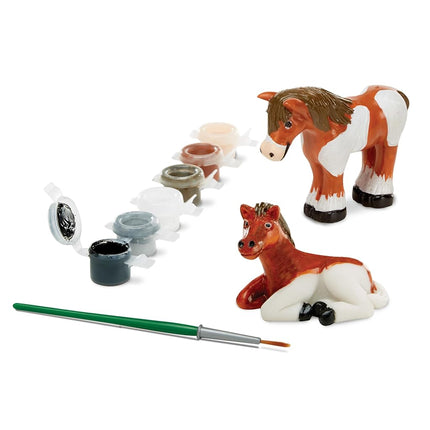 Melissa & Doug Decorate-Your-Own Horse Figurines Craft Kit (Includes 2 Resin Horses, 6 Pots of Paint, Paintbrush)