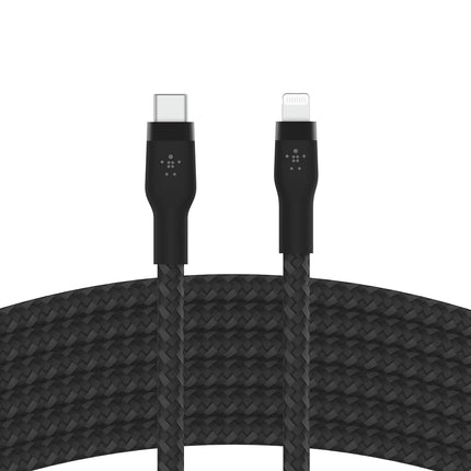 Belkin BoostCharge Pro Flex Braided USB Type C to Lightning Cable (2M/6.6ft), MFi Certified 20W Fast Charging PD Power Delivery for iPhone 14/14 Plus, 13, 12, Pro, Max, Mini, SE, iPad and More - Black