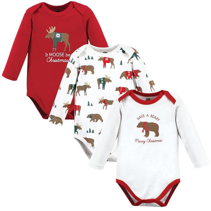 Hudson Baby Unisex Baby Cotton Bodysuits, Moose Be Christmas, 9-12 Months