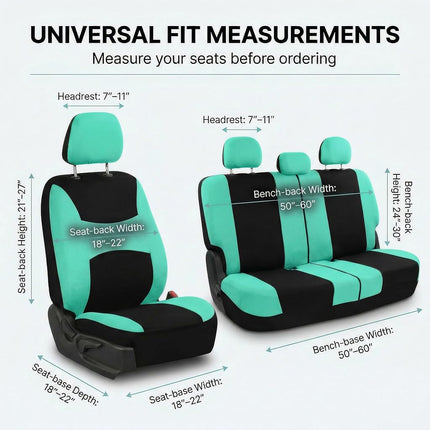 FH Group FB030MINT115 Universal Fit Full Set Mint Automotive Seat Covers fits most Cars, SUVs, and Trucks (Side Airbag Compatible with Split Bench)