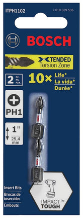 BOSCH ITPH1102 2-Pack 1 in. Phillips #1 Impact Tough Screwdriving Insert Bits