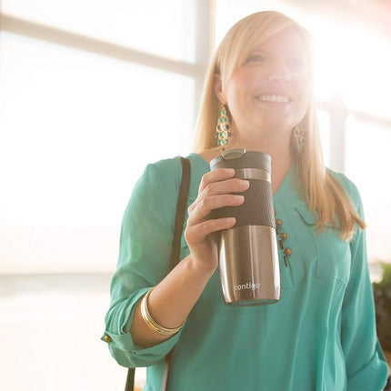 Contigo Byron Snapseal Travel, Stainless Steel Thermal Mug, Vacuum Flask, Leakproof Tumbler, Coffee Mug with BPA Free Easy-Clean Lid, 720 ml, Gunmetal
