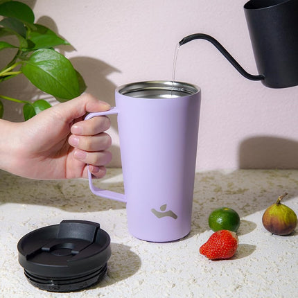 Konokyo 18 oz Insulated Tumbler with Handle & Straw, Stainless Steel Mug