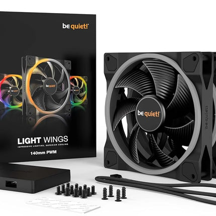 be quiet! Light Wings 140mm PWM Fan, 3 Fans Included, ARGB Lighting, Multiple Colors and Modes, Silence-Optimized Fan Blades, High Air Pressure, Low Noise-Generating Turbulences, Very Quiet Operation