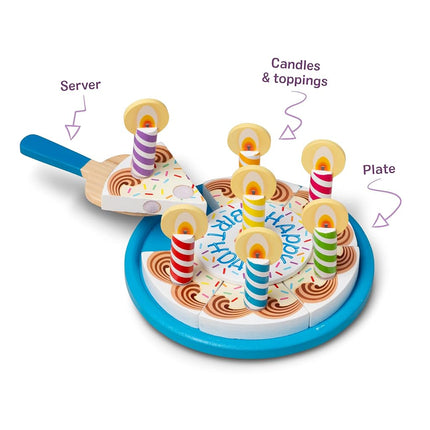 Melissa & Doug Wooden Birthday Cake | Pretend Play | Wooden Play Food Toy for Kids | 3+ | Gift for Boy or Girl