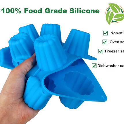 Sidosir 2Pcs Canele Mold Silicone, 12-Cavity Nonstick Canele Silicone Baking Cake Pan for Bread Muffin