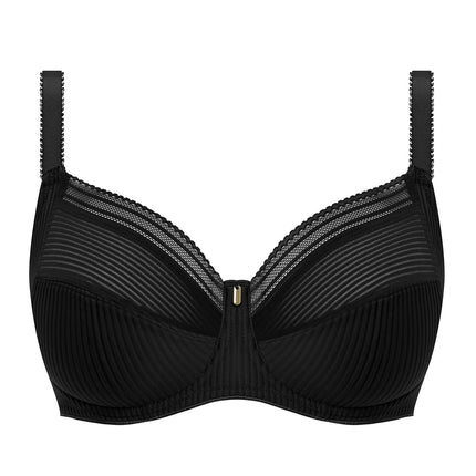 Fantasie Women's Fusion Underwire Full Cup Side Support Bra Coverage, Sheer, Black, 30DD