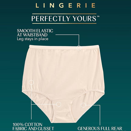 Vanity Fair Women's Underwear Perfectly Yours Traditional Cotton Brief Panties - yellow - X-Large