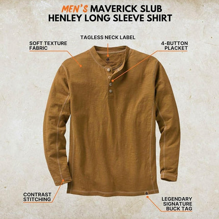 Legendary Whitetails Men's Maverick Slub Henley Shirt, Barley, XL Tall