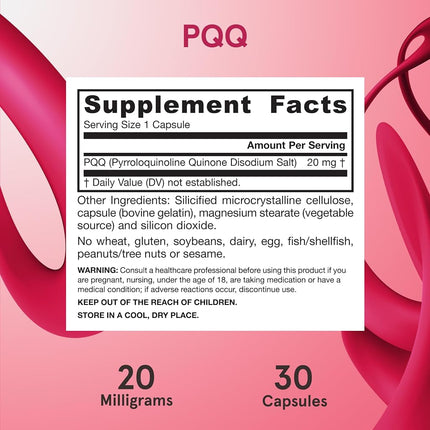 Jarrow Formulas Pyrroloquinoline Quinone, Supports Heart and Cognitive Function, 20 mg, 30 Caps