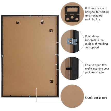 Marco para Póster Americanflat de 24x36 con Plexiglás Pulido - Úsalo como Marco de 20x30 con Paspartú o para Exponer una Foto de 24x36 sin Paspartú - Colección Soho - Marcos de Foto de Moldura Profunda para Pared - Negro
