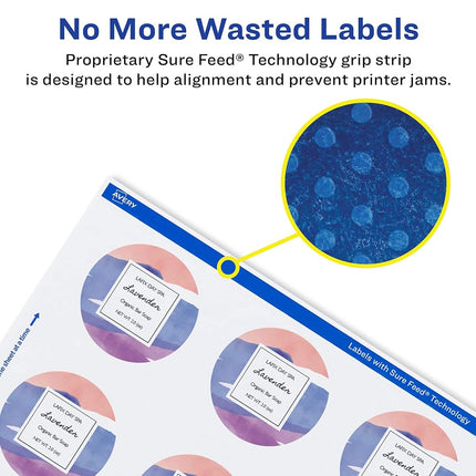 Avery Matte White Round Labels with Sure Feed, 1-5/8" Diameter, 2,000 Matte White Printable Labels