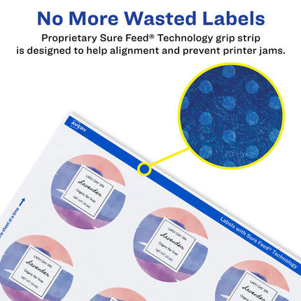 Avery Matte White Round Labels with Sure Feed, 1/2" Diameter, 15,400 Matte White Printable Labels